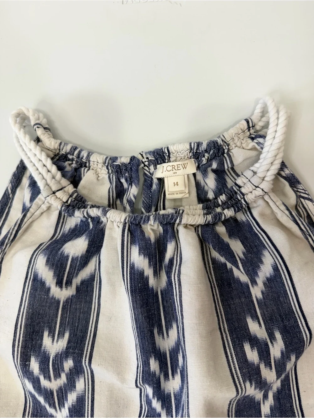 J.Crew Blue & White Ikat Print Rope Strap Tank Top - Picture 8 of 9